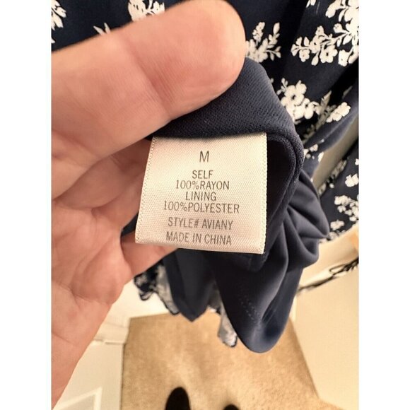 Blue Rain Navy and White Floral Mini‎ Wrap Dress. Romantic, Vacation, Holiday. M - Picture 7 of 8